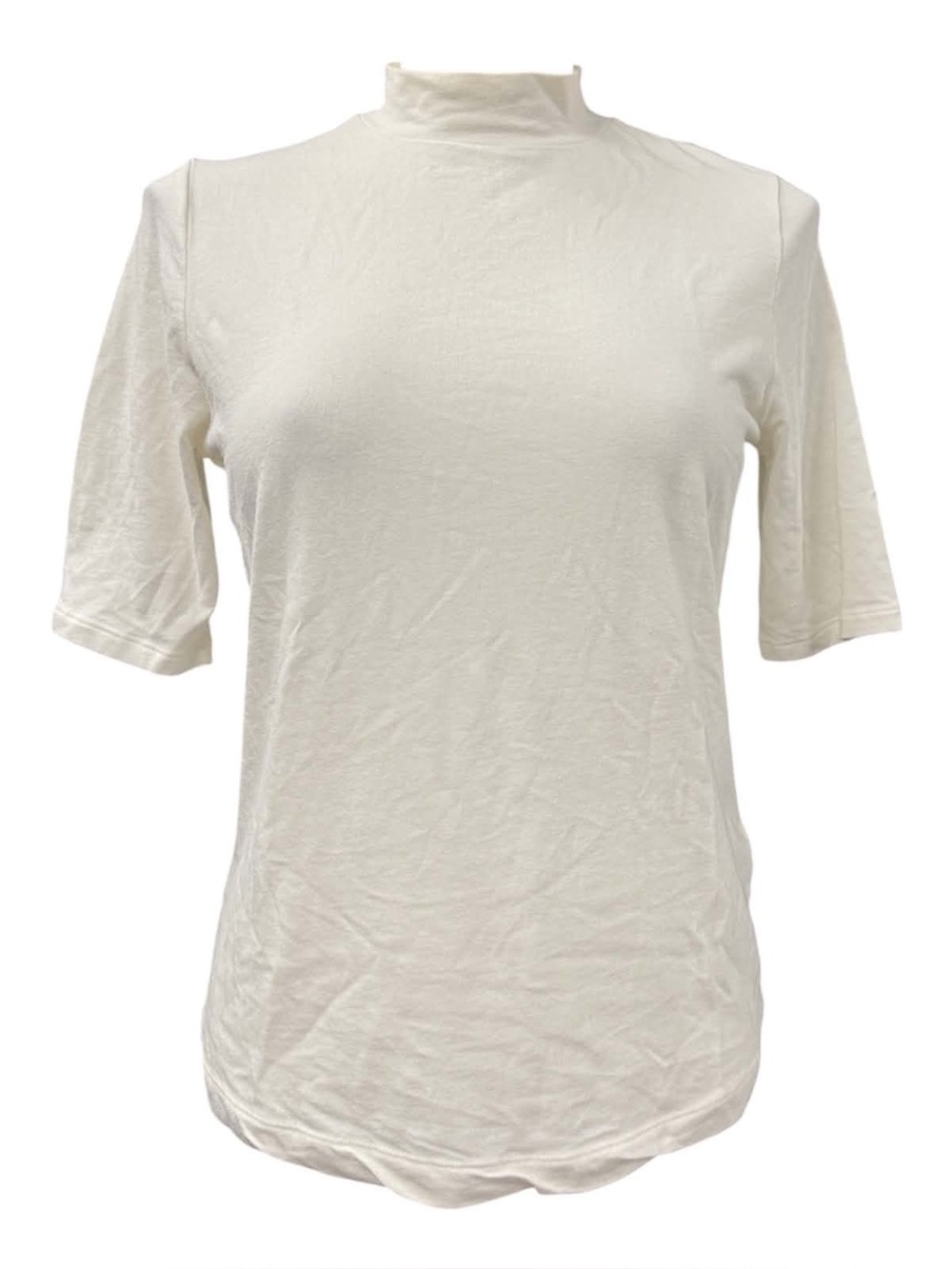 Banana Republic Cream Short Sleeve Mock Neck Tee Size S